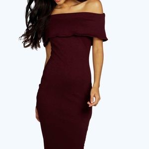 Body Con Midi Off the Shoulder Dress